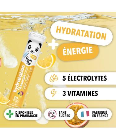 Panda Tea - Hydration & Energy - Lemon and Passion - 20 Sugar Free Lozenges - Electrolyte Ultra Hydration - Ideal for Sport and Everyday Use - Buy Online on GoSupps.com