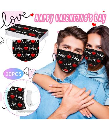 Disposable Face Bandana Valentine's Day Face Bandana Heart Shaped Design 3Ply Breathable Anti-Dust Facial Pro-tection 20PCS 1117-1 - Buy Online on GoSupps.com