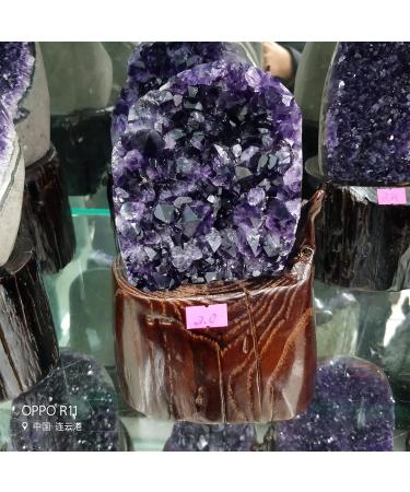 Natural Crystal Rough 1000g Natural Crystals Cluste Amethyst Cluster Geode from Uruguary Amethyst +Wood Base - Buy Online on GoSupps.com