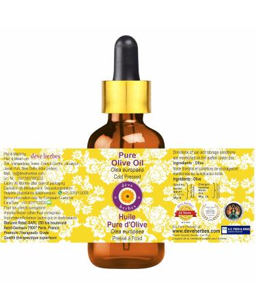 Pure Olive Oil with Glass Dropper - Cold Pressed 100ml | D ve Herbes - International Shipping Available - Buy Online on GoSupps.com
