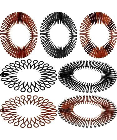 14 Pieces Full Circular Stretch Comb Headbands Flexible Plastic Circle Comb Full Circular Tooth Headband Plastic Hair Wrap Hairband Holder for Women Girls Hair Accessories  7 Styles (Fresh Color) - Buy Online on GoSupps.com