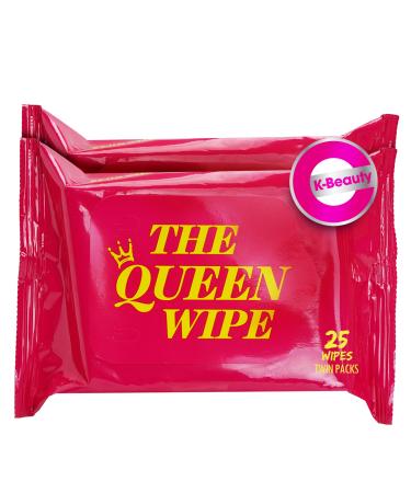 K-Beauty The Queen Wipe Micellar Wipes Cleansing Towelettes Face & Eye Makeup Remover Wipes Facial Cleansing Cloths Gently Removes Oil & Waterproof Makeup | No Harsh Ingredients (25 Wipes x2)