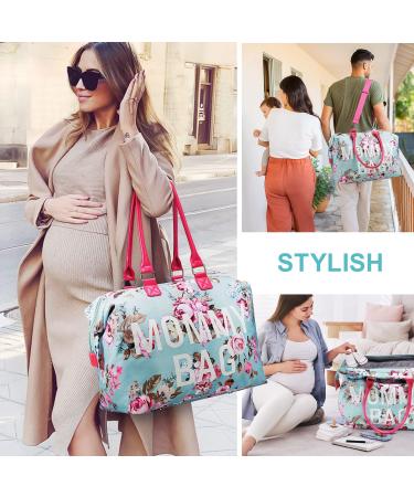LitBear Hospital Bag for Labor and Delivery - Large Waterproof Mommy Bag - Multifunctional Overnight Bag for Women (Blue Floral) - Buy Online on GoSupps.com