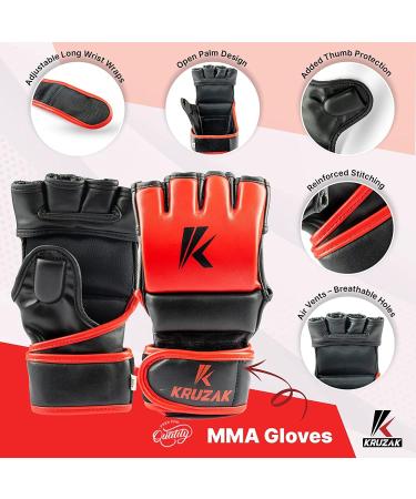 Kruzak Half-Finger MMA Gloves for Men and Women - Red Small-Medium - Buy Online on GoSupps.com