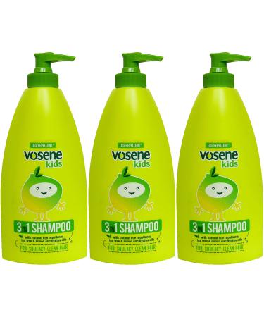 THREE PACKS of Vosene Kids 3 in 1 Conditioning Shampoo Head Lice Repellent 250ml