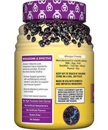 Zarbeeâ€™s Elderberry Gummies for Immune Support | Vitamins A, C, D, E, Zinc | 42 Count | Natural Berry Flavor - Buy Online on GoSupps.com