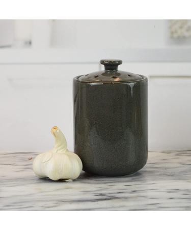 Stoneware Garlic Keeper Canister - Boston Warehouse Grey Reactive Glaze | Shop Now - Buy Online on GoSupps.com