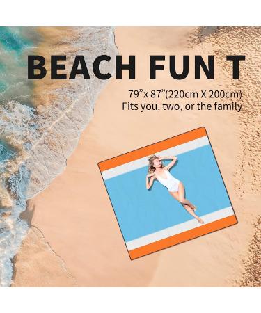Beach Blanket 79''x 87'' Blue - Sandproof Waterproof Mat for 1-7 Adults | Portable Outdoor Picnic Blanket for Camping, Travel, Hiking - Buy Online on GoSupps.com