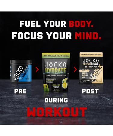 Jocko Fuel Hydrate Electrolytes Powder - No Sugar Hydration Packets for Recovery & Exercise - Lemon Lime - 16 Servings - Buy Online on GoSupps.com