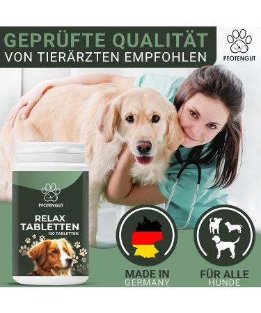 Pfotengut Relax Tablets - Natural Dog Sedative with Taigawurzel Valerian & Hemp | 120 Made in Germany | 2023 Improved Formula - Buy Online on GoSupps.com