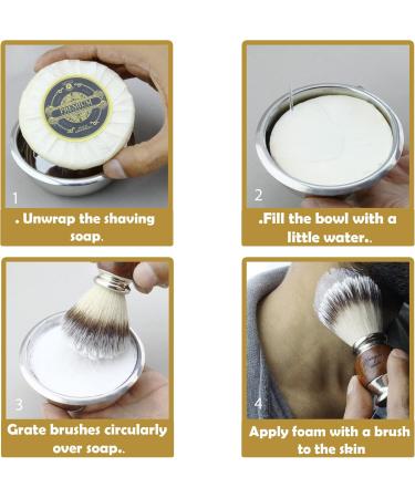 Haryali London 3-Part Shaving Brush Set | Sustainable Synthetic Brush Shaving Soap & Stainless Steel Bowl - Buy Online on GoSupps.com