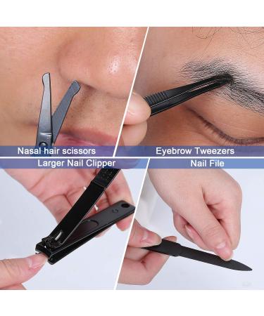 Manicure Set Men Travel Nail Clipper Kit - Mini Luxury Manicure 4 in 2 Manicure & 1 Nose Hair Scissors Stainless Steel Professional Pedicure Set Travel Nail Grooming Kit Gift for Men Lovers Parents Black - Buy Online on GoSupps.com