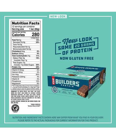 CLIF BUILDERS Chocolate Mint Protein Bars - 20g Protein - 2.4oz (24 Count) - Gluten Free - Buy Online on GoSupps.com