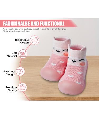 Dookeh Baby Girl Pink Soft Sole Sneakers | Non-Slip First Walking Shoes 2-3 Years | Toddler Infant Babygirl Sock Shoes - Buy Online on GoSupps.com