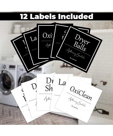 Farmhouse Laundry Room Glass Jar Container - 64oz for Pods, Balls, Boosters & Sheets - Includes 12 Labels and Ribbon for Organization - Buy Online on GoSupps.com