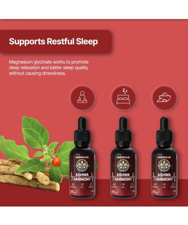 GREENPULSE LLC Ashwa Harmony - Adaptogenic Blend with Ashwaghanda GABA Magnesiuym Glycinate - 4 fl oz - Buy Online on GoSupps.com