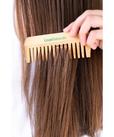 GranNaturals Wide Tooth Wooden Comb - Natural Detangler for Wet or Dry Hair - Prevents Tangle & Static - Styling Tool for All Hair Types - Buy Online on GoSupps.com