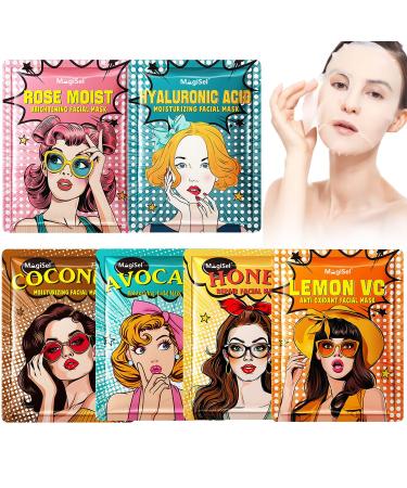 RedOceansM Womens Face Mask Daily Care Facial Cloth Masks 6 Pieces Collagen Hydrogel Face Mask Moisturizing Skin Firming Increases Skin Moisture for All Skin Types