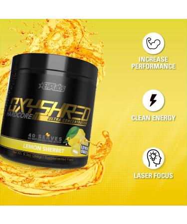 EHPlabs OxyShred Hardcore Thermogenic Pre Workout Shredding Supplement - Promotes Shredding Energy Booster Pre-Workout Mood Booster - Lemon Sherbet 40 Servings Lemont Sherbet - Buy Online on GoSupps.com
