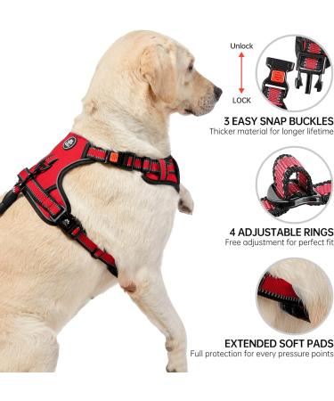 Nestroad XL Anti-Pull Dog Harness & Leash Set for Large Dogs - Red | Adjustable Neck 43-64cm & Chest 53-89cm - Buy Online on GoSupps.com