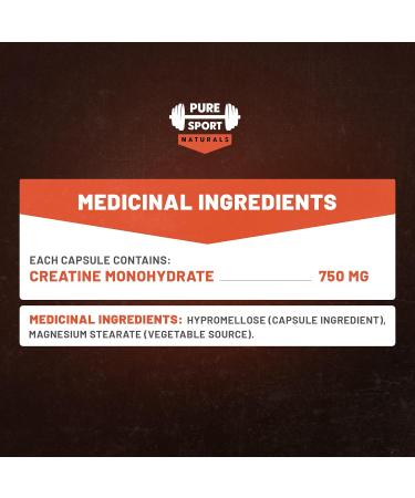 Creatine Monohydrate Capsules 200 Count | 100% Pure Creatine Pills for Muscle Growth Strength & Performance | 3000mg High Absorption Formula | 50-Day Supply | Made in Canada - Buy Online on GoSupps.com