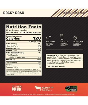 Optimum Nutrition Gold Standard 100% Whey Protein Powder  Rocky Road  2 Pound (Packaging May Vary) Rocky Road 2 Pound (Pack of 1) - Buy Online on GoSupps.com
