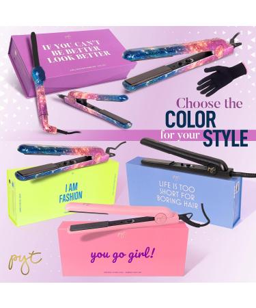 PYT Lola Tool Kit: 1.25'' Flat Iron 19mm Curling Wand & Mini Hair Straightener - GALAXY | International Shipping Available - Buy Online on GoSupps.com