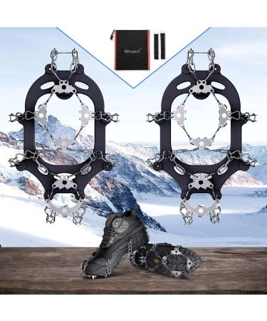 Wirezoll Ice Cleats Crampons for Hiking Boots - 24 Teeth Black Spikes for Men and Women - Buy Online on GoSupps.com