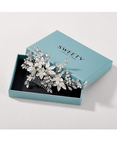 SWEETV Handmade Pearl Flower Wedding Hair Comb for Women - Bridal Hair Clip & Accessories - Buy Online on GoSupps.com
