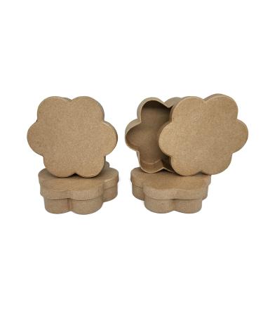 AllStellar Flower Shaped Paper Mache Boxes   Small Set of 4 Paper Mache Boxes with lids for Crafting  Gifts  Storing Jewelry  Treasure  Accessories  Cosmetics  Ornament and more 4 pcs Flower Box