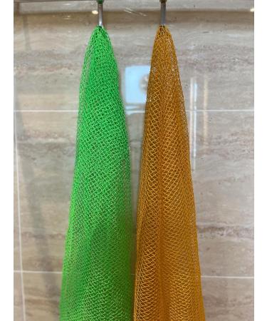 2 Pieces African Net Sponge Long Net Bath Sponge African Exfoliating Shower Body Scrubber Back Scrubber Skin Smoother Stretches to Approximately 63" (Green&Orange) - Buy Online on GoSupps.com