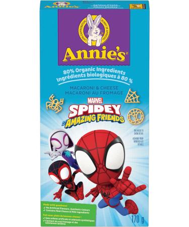 ANNIE'S - MACARONI AND CHEESE Marvel Spidey and His Amazing Friends No Artificial Flavours or Synthetic Colours Contains Real Cheese and Milk Ingredients 80% Organic Ingredients 170 Grams Package - Buy Online on GoSupps.com