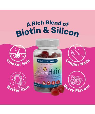 Dr Klein's Her Hair Gummies for Women. Hair Skin and Nails Vitamins. Biotin L-Lysine Vitamin B5 & B6 Vitamin E Silicon & Amino Acids. 60 Gummies (Pack of 1) - Buy Online on GoSupps.com