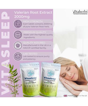 Vitaherbs Valerian Tablets 2000mg - 30 Vegan Tablets | High Strength Valerian Root Extract | Premium Quality | Made in UK - Buy Online on GoSupps.com
