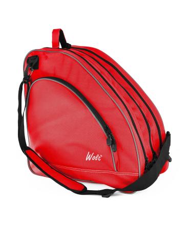 WOLT Ice Skate Bag Roller Skate Bag | Inline Skate Bag, Premium Bag And Fashion adjustable shoulder Bag for both kids and adults. red