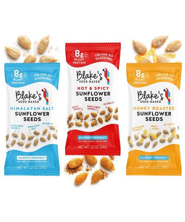 Blakes Seed Based Roasted Sunflower Seeds - Himalayan Salt (12 Count) | Vegan Protein Snack (6g) | Gluten Free, Nut Free, Dairy Free | Healthy Snack for Adults & Kids | Individually Packed - 12 Count Pack - Buy Online on GoSupps.com