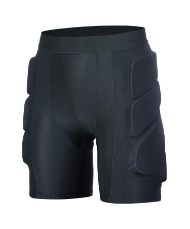 beroy Padded Shorts Protective Hip-Butt-Tailbone - 3D Protection for Ski Skate Snowboboard Soccer Football All black X-Large