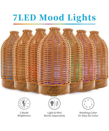 Essential Oil Diffuser - Multifunction Aromatherapy with LED Color Changing Light & 100ML Capacity | Rattan Design for Home & Office Use - Buy Online on GoSupps.com