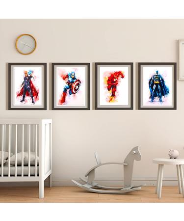 8pcs Superheroes Watercolor Art Posters - Canvas Wall Art for Kids' Rooms | Anime Murals & Decorations | Perfect Boys' Gifts - 22x31cm (Unframed) - Buy Online on GoSupps.com
