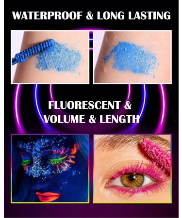 UV Glow Colored Mascara Volume and Length-2Pcs Green Yellow Colorful Neon Mascara for Eyelashes Waterproof Smudge-proof Long Lasting Non Clumping Curling Mascara St Patrick's Gift for Women-01+02 01+02# - Buy Online on GoSupps.com
