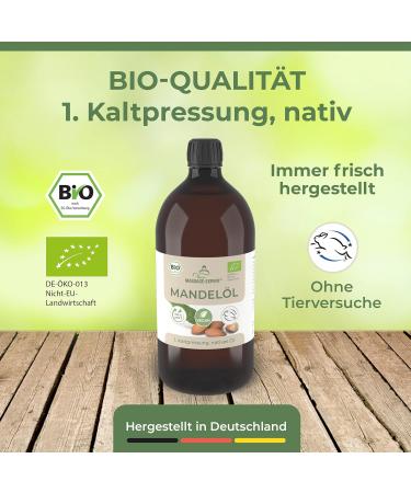 Organic Cold Pressed Almond Oil - 1L Spray for Massage Baby Care & Skin/Hair Care | Expert Quality - Buy Online on GoSupps.com