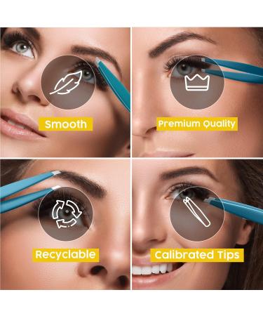 Wamza Slanted Eyebrow Tweezers for Facial Hair Women & Men - Stainless Steel Precision Pluckers for Chin & Fine Hair - Teal - Buy Online on GoSupps.com