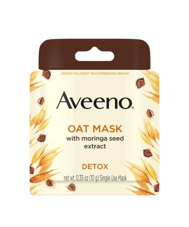 Aveeno Oat face mask with detoxifying moringa seed extract and vitamin e antioxidant to remove skin impurities paraben free phthalate-free single use travel size 0.35 Ounce (Pack of 24)