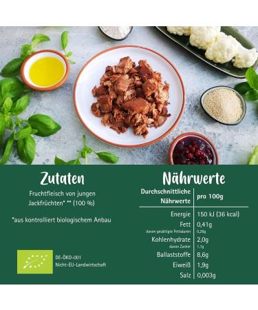 Lotao Bio Jackfruit Nature - Vegan Meat Replacement | 2kg Young Jackfruit Pieces Fresh & Natural - Ideal for Roulades Goulash Curry | No Additives or Soy - Buy Online on GoSupps.com