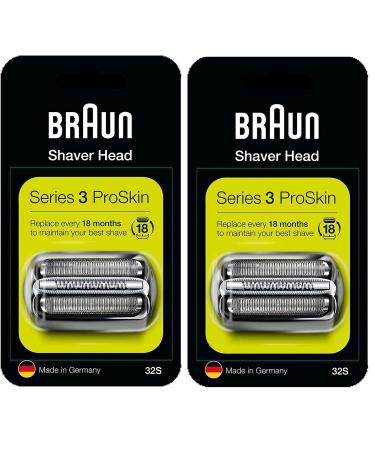 BRAUN 32S Series 3 Shaver Foil and Cutter Head Replacement Cassette 2 Count by Braun