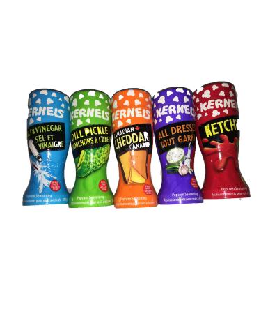Kernels Popcorn Seasoning - Canadian Bundle - (Ketchup All Dressed Dill Pickle Canadian Cheddar Salt & Vinegar) 5 Flavours!