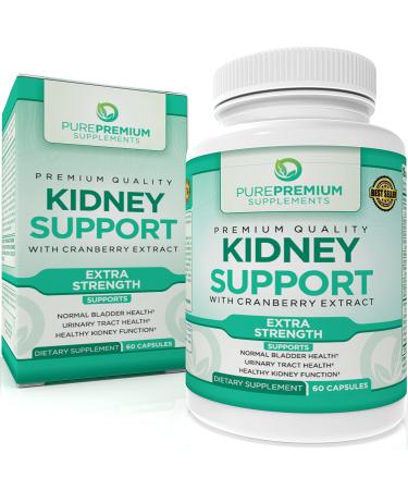 Premium Kidney Support Supplement by PurePremium Supports Urinary Tract and Normal Bladder Health  Cranberry Extract, Astragalus and Uva Ursi Leaf - 60 Caps
