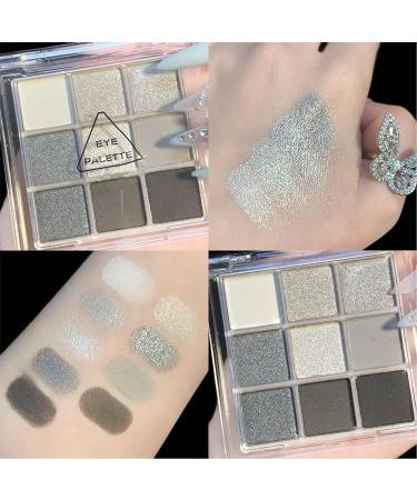 Black Smoky Eyeshadow Palette with Silver, Grey, Gold & Brown Shades - 9 Colors Glitter and Matte, Long Lasting, Waterproof - Eye Makeup Set with Brush(Set A) - Buy Online on GoSupps.com
