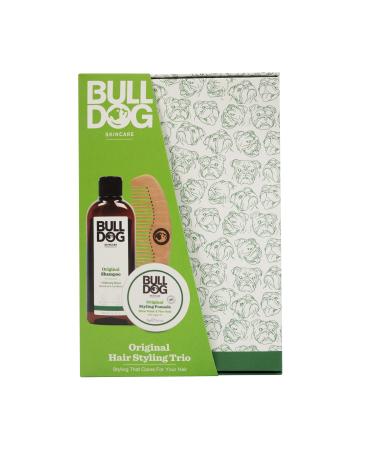 Bulldog Skincare - Original Hair Styling Trio Gift Set for Men (x1 Shampoo 300ml x1 Pomade 75g & Pocket Comb)