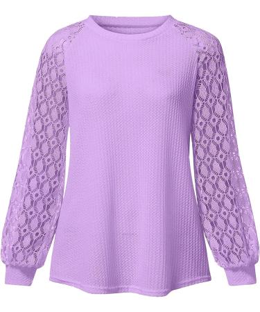 Lace Long Sleeve Women's Top - Dressy & Casual Purple Blouse | Spring 2023 Fashion - Buy Online on GoSupps.com